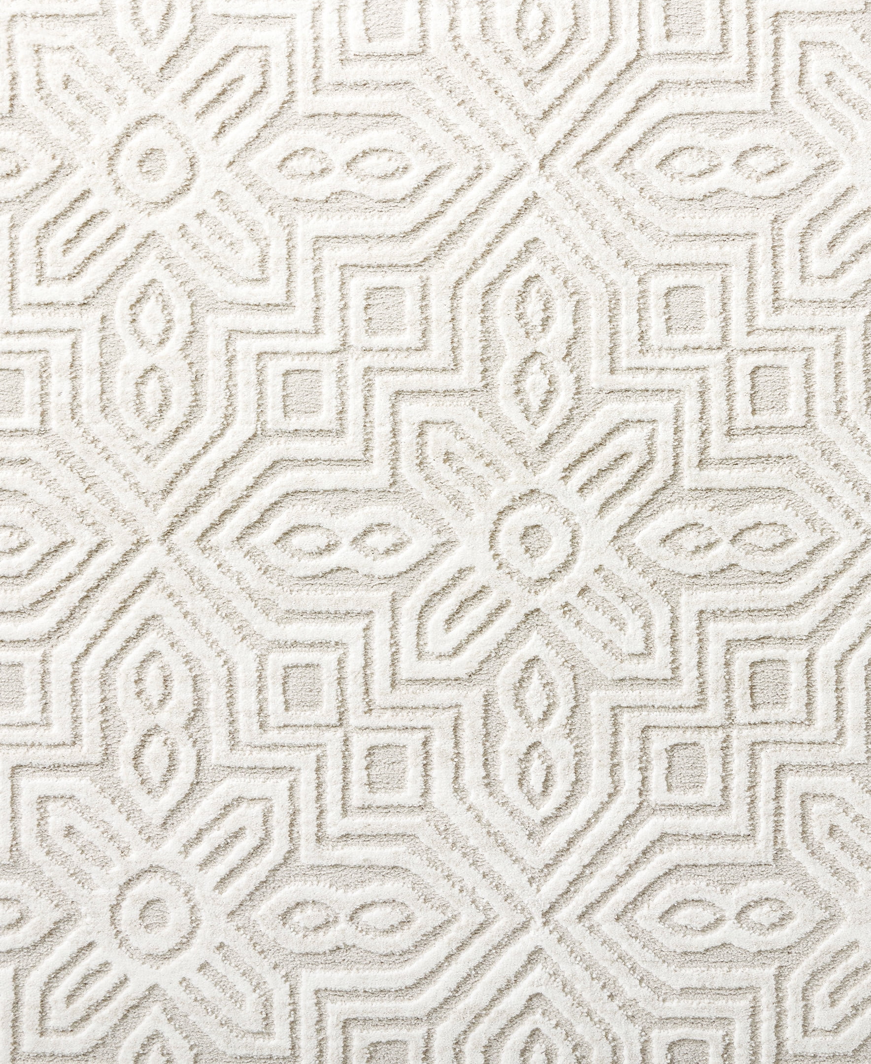TOWN & COUNTRY LUXE Maya Medallion Tile Neutral Indoor Area Rug with High-Low Texture, Ivory/Greige, 6'6"x9'6"