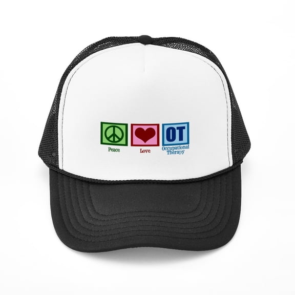 CafePress - Peace Love OT - Adjustable Unisex Printed Trucker Hat with Mesh Back