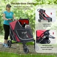 thumbnail image 3 of Dog Stroller for Medium/Large Dogs One-Click Folding, Extra Large Pet Stroller for 2 Dogs with Storage Pocket & Shock Absorption, Up to 130 lbs, Red, 3 of 9