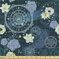 thumbnail image 2 of Ambesonne Floral Fabric by the Yard Upholstery, Wind Rose Gears Brush Hits, 2 Yards, Multicolor, 2 of 5