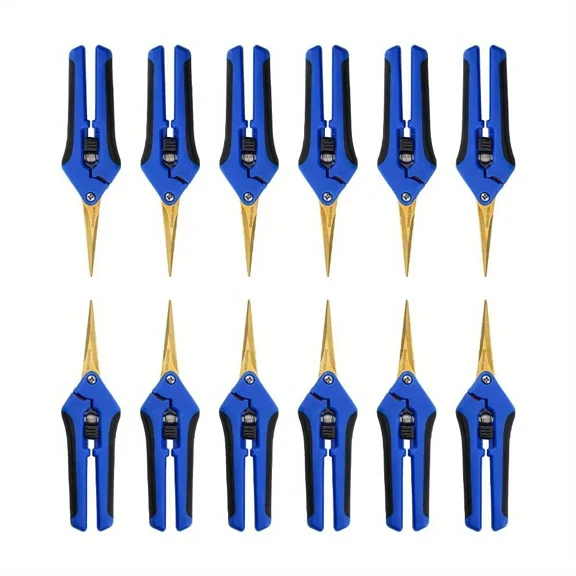 HOMNEER 12 Packs Garden Pruning Shears, Garden Trimming Scissors, Titanium Coated Precision Bonsai Shears, Convenient Flower Cutters (Blue)