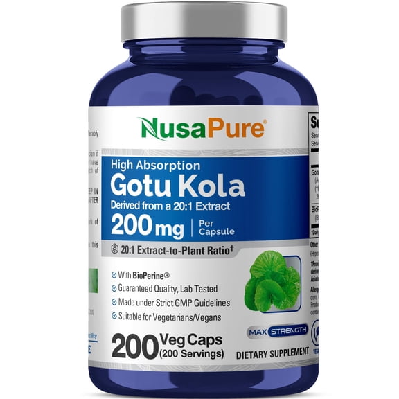 Gotu Kola, Non-GMO, Vegan, 200mg, 200 Veg Capsules - 200 Servings