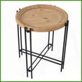 thumbnail image 3 of Modern Round Coffee Table with Fir Wood Top & Black Metal Legs - Space-Saving for Living Room, Stylish Contrast, 3 of 17