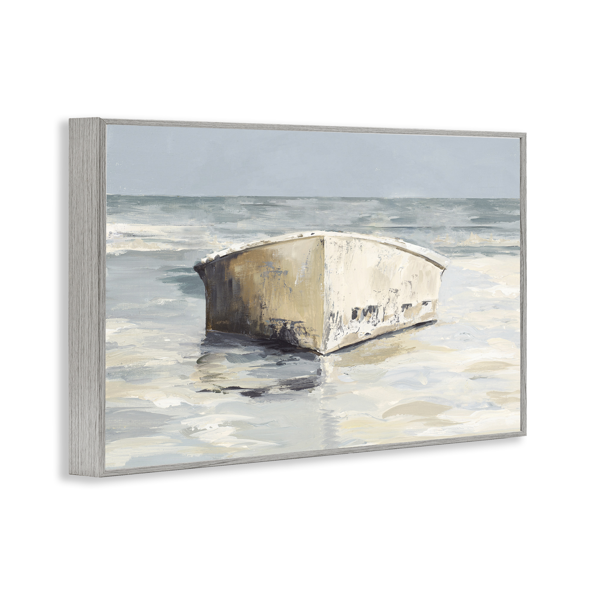 Stupell Industries Abandoned Boat Hull Transportation Painting Gray Framed Art Print Wall Art, 18 x 12