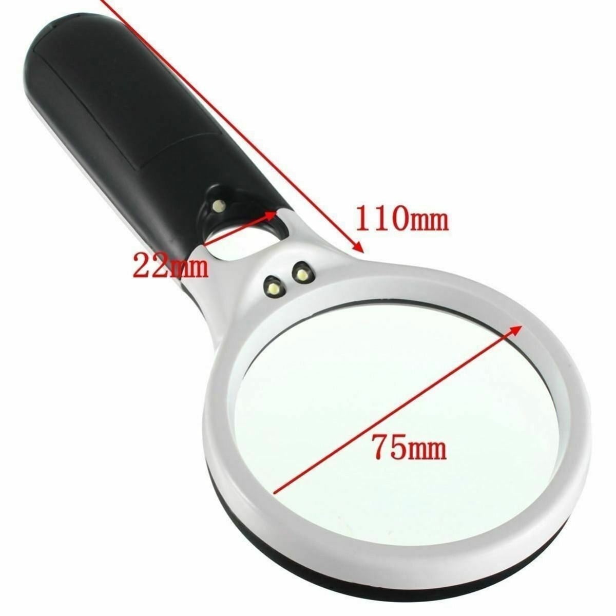Handheld Magnifier 3 LED Light 45X Illuminated for Reading Glass Lens