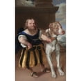thumbnail image 2 of Abraham Wuchters 13x18 Black Ornate Wood Framed Double Matted Museum Art Print Titled - The Elector of Saxony's Italian Dwarf, Giachomo Favorchi with Princess Magdalene Sibylle's Dog, R, 2 of 5