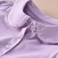 thumbnail image 6 of BXJX Girls Cotton T-shirts, Casual School Peter Pan Collar Short Sleeve Kids Tees with Ruffle Purple Size 2-3 T, 6 of 7