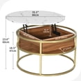 thumbnail image 7 of Dextrus Round Lift Top Coffee Table, Marble Center Tables with Hidden Storage Compartment for Living Room/Home Office, Gold, 7 of 7