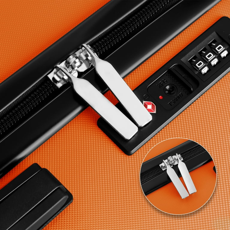 Hikolayae TSA Lock 3 Piece Luggage Sets Hardside Spinner in Orange