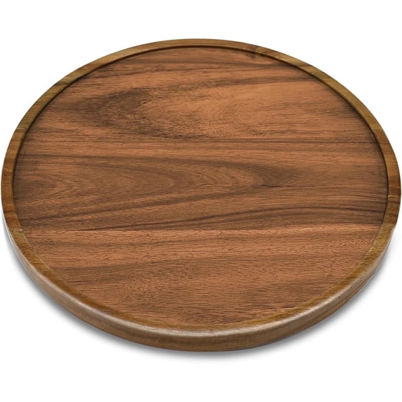 10" Round Wood Tray Made of Acacia Wood,Susan Cupboard Organiser,Decorative Tray for Kitchen Dining Room Table Wood Tray for Home Decor Coffee Table Tray(1 Pack)
