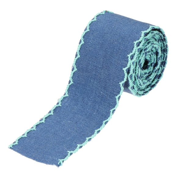 Uxcell 1.5" Denim Ribbon 2 Roll 4 Yard Layering Jean Fabric Craft Wavy Edge Strip for Bow DIY Making Hair Clip Sewing, Blue