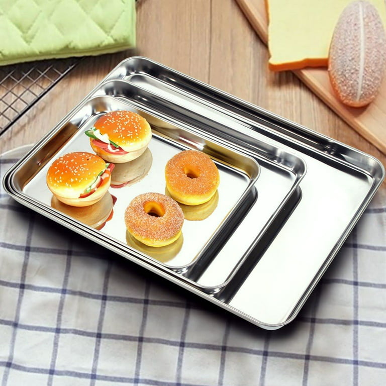 Baking Sheets Set of 2, Cookie Sheets 2 Pieces & Stainless Steel Baking  Pans & Toaster