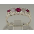 thumbnail image 3 of LBG British Made 9ct White Gold Natural Ruby & Opal Womens Band Ring - 33 size options - Size 7.5, 3 of 8