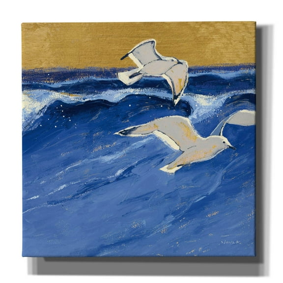 Epic Graffiti 'Seagulls With Gold Sky 3'  by Shirley Novak Canvas Wall Art, 37" x 37"