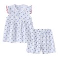 thumbnail image 2 of Uxgjfwu Toddler Girls Shirt and Shorts Outfit Set Short Sleeve Print T-Shirt Shorts Cotton Pajamas Outfits Set Sizes 1T-5T,Blue, 2 of 9