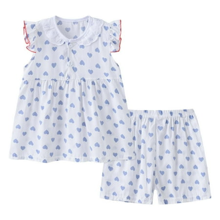 

Babysbule New Arrivals Toddler Kids Deals Baby Girls Short Sleeve Print T-Shirt Shorts Cotton Floral Pajamas Outfits Set