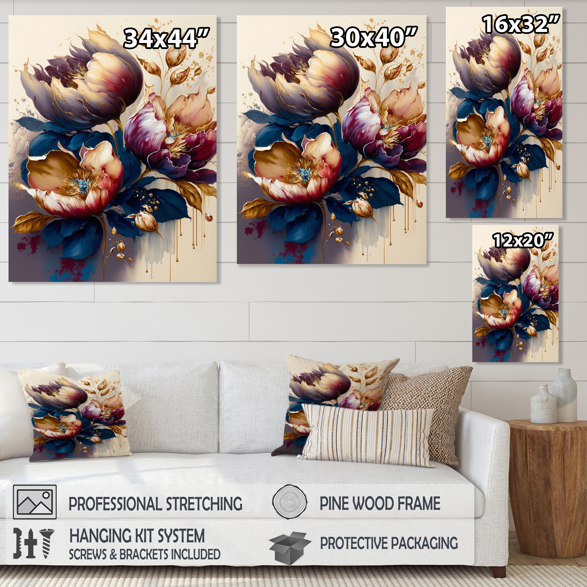 Designart Night Shade Tulip Design IV Canvas Wall Art