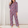 thumbnail image 2 of Fuzoiu Strawberries Print Women's Long-Sleeved Pajama,Lounge Button Down Nightwear,Womens Notch Collar Pajama Set-X-Large, 2 of 7