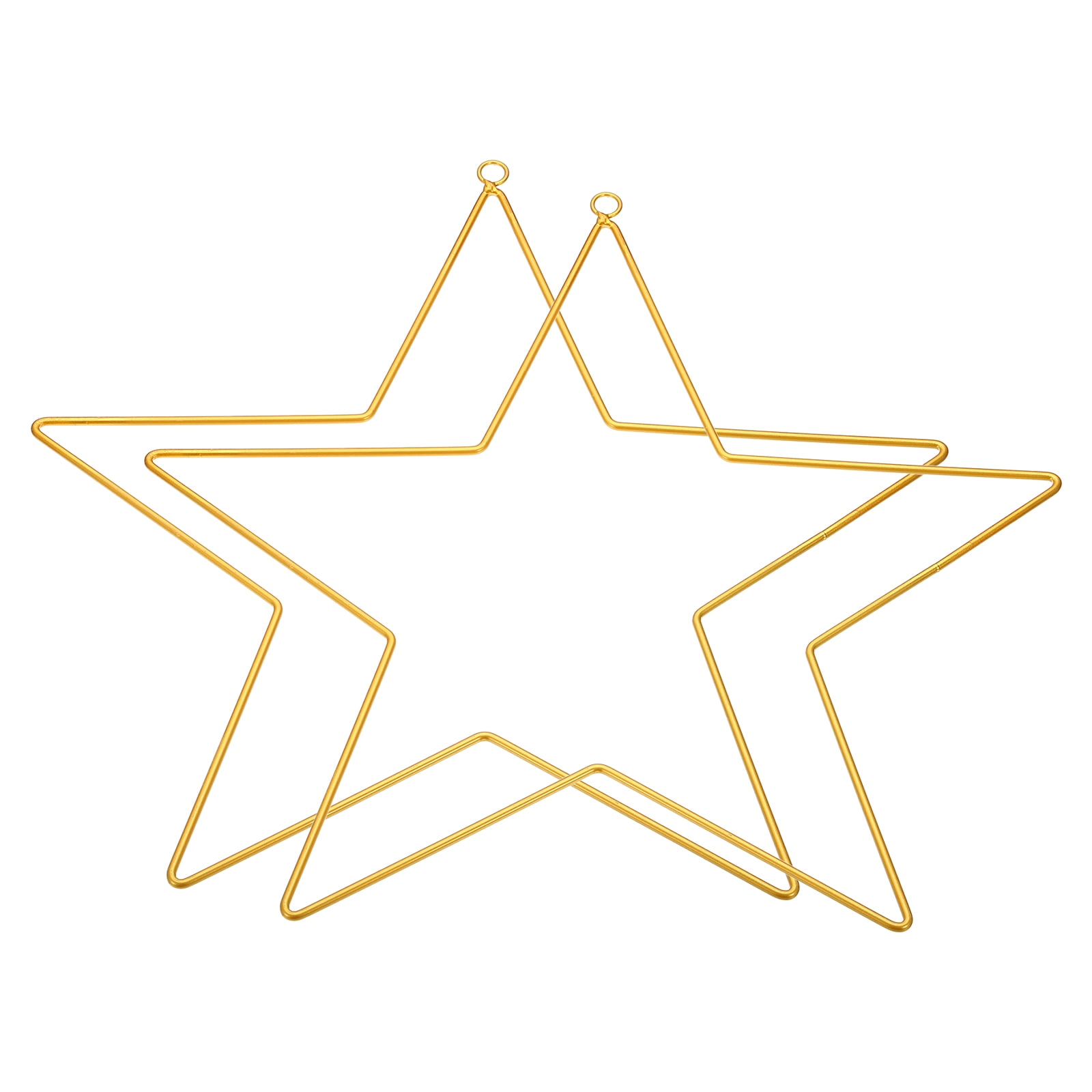 Uxcell 40cm Dream Catcher Rings, 2Pcs Metal Star Shape Macrame Wreath Floral Ring Hoop for Home DIY Craft, Gold Tone
