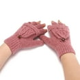 thumbnail image 3 of beishanbush Gloves Mittens Winter Fashion Solid Color Knit Button Cute Dual Use Warm Half Finger Gloves Pink, 3 of 3