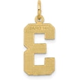 thumbnail image 3 of Solid 10ky Yellow Gold Casted Medium Diamond-cut Number 3 Charm - 22mm, 3 of 6