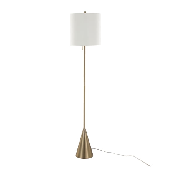 Cone 64" Contemporary Metal Floor Lamp in Metal with White Linen Shade from Grandview by LumiSource Gold Linen