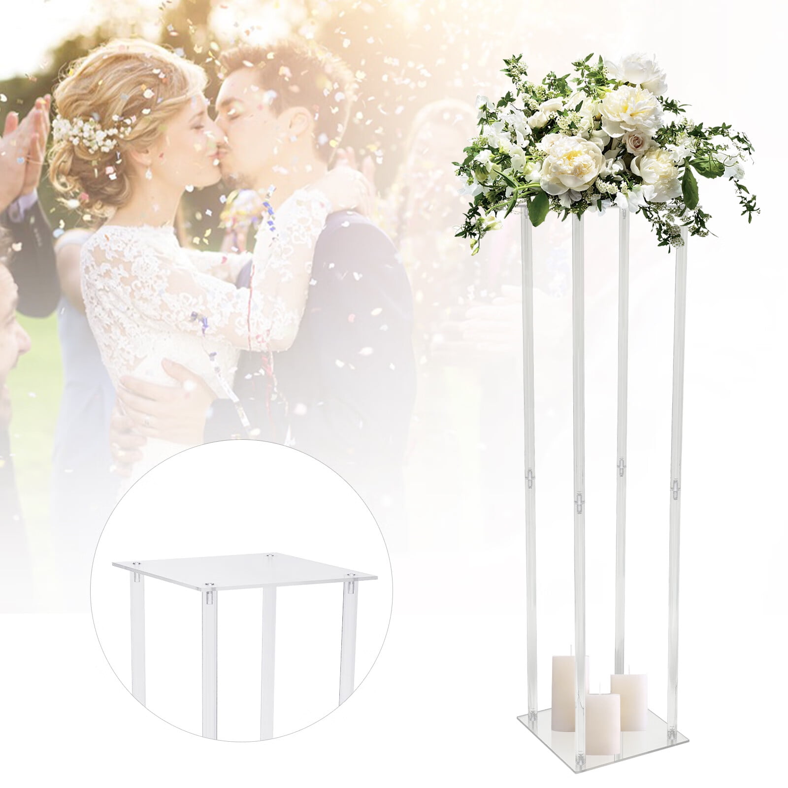 ANQIDI Wedding Flower Stand, 39.4"H Acrylic Geometric Flower Vase