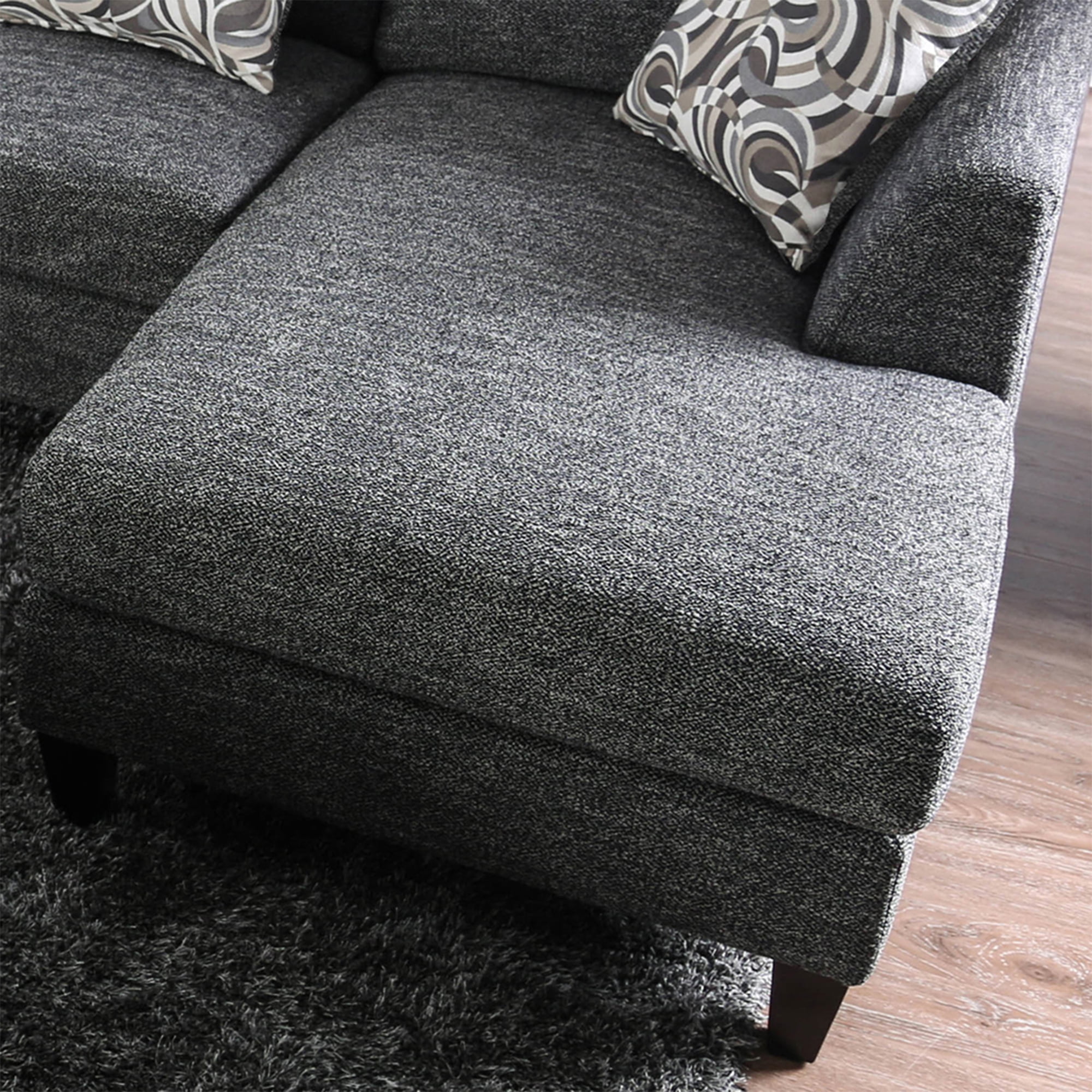 Furniture of America Daniel Sectional Sofa for 4 in Faux Linen Gray