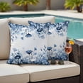 thumbnail image 2 of Outdoor Pillow Cover Blue Flowers Set of 2 Waterproof Throw Pillowcases Floral Leaf Plant Decorative Patio Furniture Pillows for Couch Garden Indoor & Outdoor Use, 2 of 9