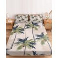 thumbnail image 2 of Twin XL Size Fitted Sheet Set - Palm Tree 2 Piece Bedding Sets 16" Deep Pocket Fitted Sheet with 1 Pillowcases, Tropical Coconut Botanical Summer Seaside Brushed Microfiber Hotel Luxury Bed Sheets, 2 of 9