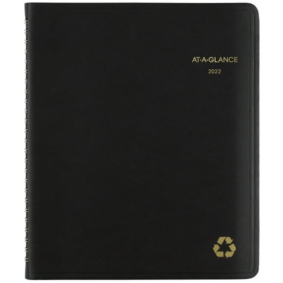 At-A-Glance Recycled 2022 Weekly Monthly Appointment Book Planner, Black, Medium, 7" x 8 3/4"