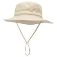 thumbnail image 5 of LIIPEE Girls Boys Sun Cap Solid Color Adjustable Strap Bucket Wide Brim Hat Protection Caps Baby Comfort School Hats,Beige,2-6 Years, 5 of 5