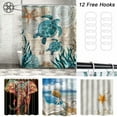 thumbnail image 3 of Luxtrada Waterproof Shower Curtain Set with Hooks Bathroom Accessories Size 70.8x70.8 inches (Elephant), 3 of 6