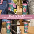 thumbnail image 7 of 30oz Pioneer Colorful Floral Stainless Steel Flip Straw Tumbler with Lid and Straw Spill Proof Travel Cup Double Wall Vacuum Insulated Coffee Mug with Top Handled Pink, 7 of 7