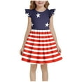 thumbnail image 2 of MKOSPLRT Robe Drapeau Américain Fille 4 Juillet Patriotique Robe Ligne A Manches Volantées USA Stars Stripes Robes Liquidation Vêtements Drapeau USA, 2 of 6