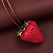 Three-Dimensional Strawberry Keychain Bag Charm, Red
