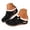 a-Black, variant on Women Wedge Mule Slippers Faux Suede Slip on Open Back Clogs Warm Fleece Lined Winter Indoor Outdoor Slide Shoes
