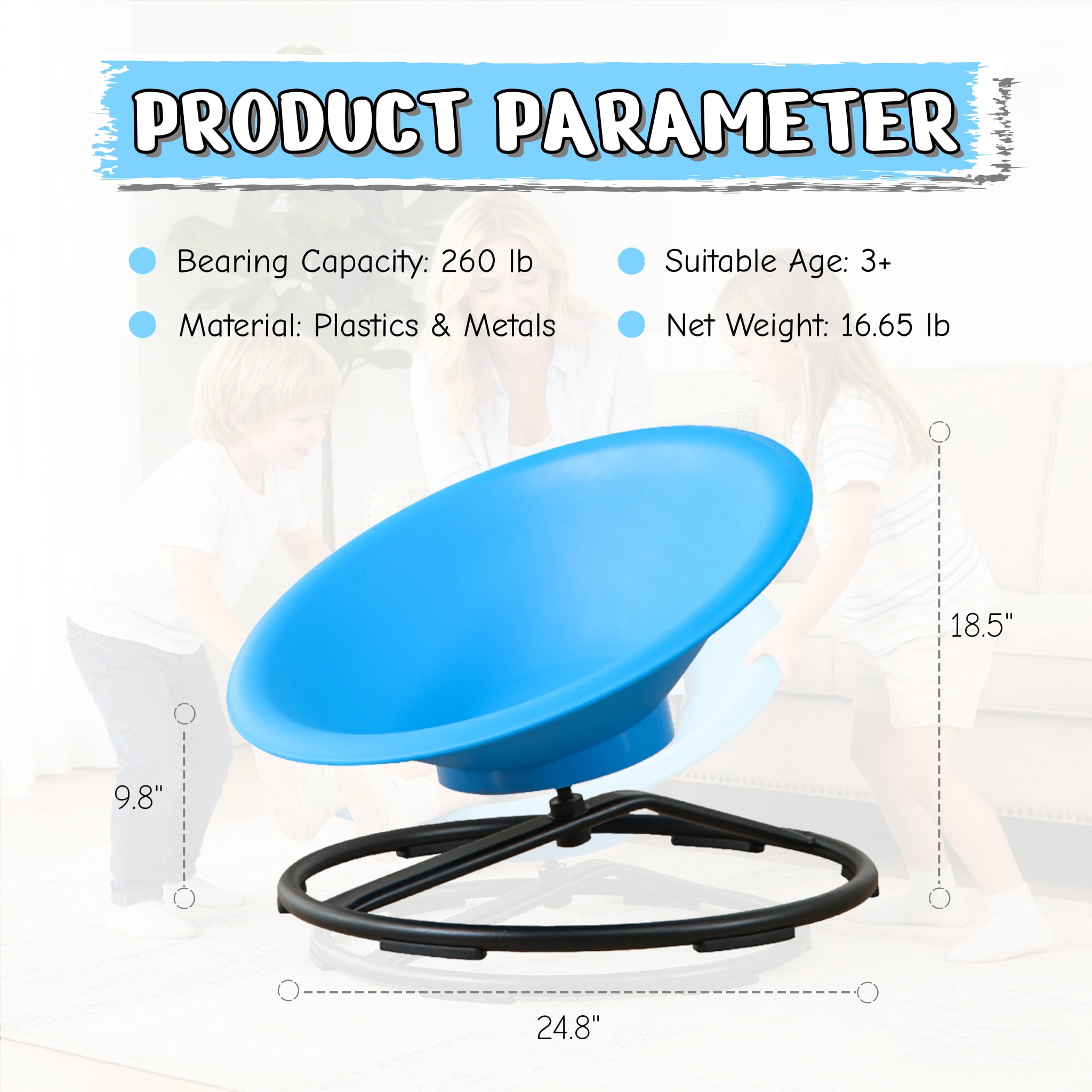Adult 360° Spinning Sensory Chair, Fun Leisure & Relaxation Swivel Chair, Stress Relief Play Chair, Non-Slip Metal Base, 220 LBS Capacity