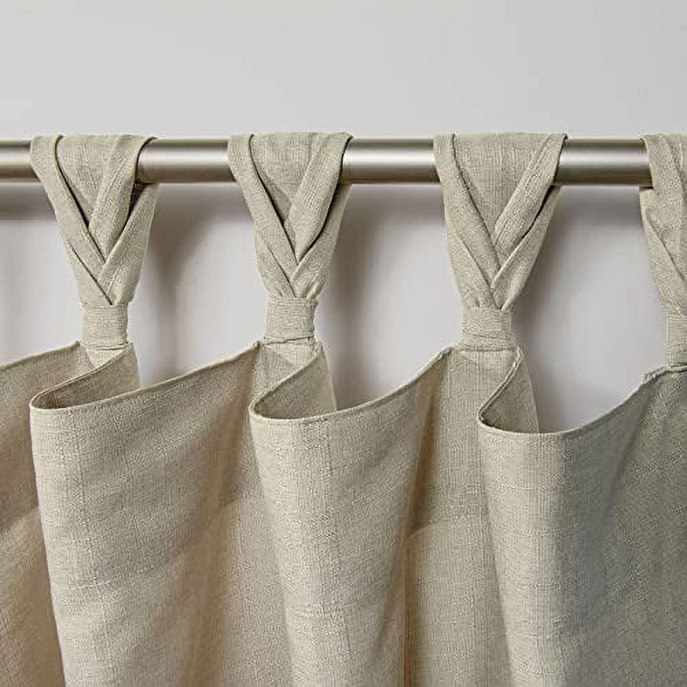 Exclusive Home Curtains Loha Linen Braided Tab Top Curtain Panel Pair, 54x108, Natural