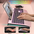 thumbnail image 4 of Wireless Keyboard and Mouse Backlit, Rechargeable Ergonomic Keyboard with Wrist Rest, LED Mouse, Phone Holder, Silent for Computer, Mac, PC, Laptop, Chromebook-roas gold, 4 of 8