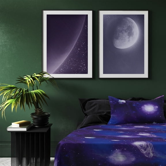 REGALWOVEN Soft Polyester Galaxy Bed Sheets Bedding Set Twin Purple, 3-Piece