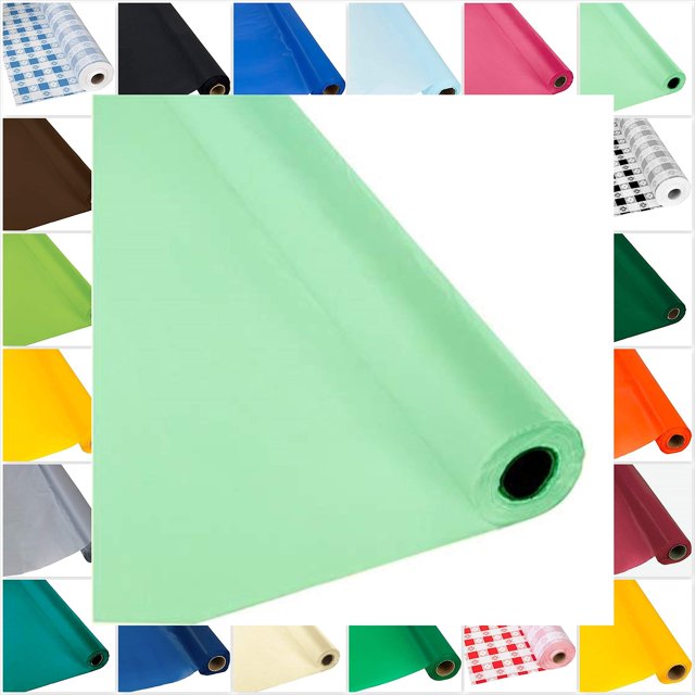 Rouleau de Nappe en Plastique Vert Menthe (26 Couleurs)