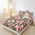 thumbnail image 4 of Manfei Watercolor Bowknot Teens Twin Sheet Sets, Fashion Leopard Cheetah Print Twin Fitted Sheet, Buffalo Ribbon Flat Sheet, Lightweight Room Decor, 3-Piece, 4 of 7