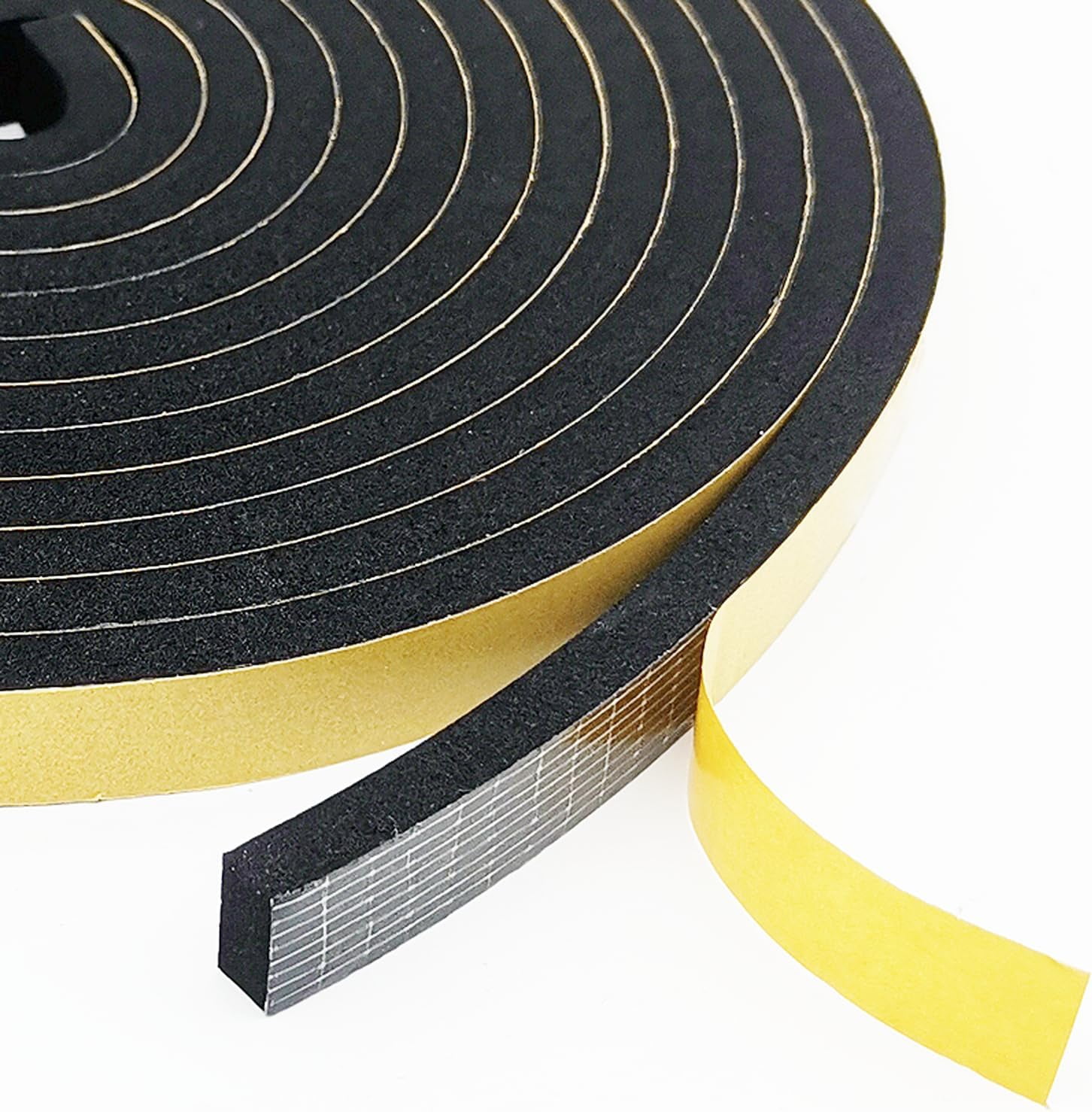 Weather Stripping Door Seal Strip, Strong Adhesive, Weatherproof, Reduce Noise, Gap Filler, Foam Insulation Tape for Doors and Windows (1/2 in x 1/2 in x 13 Ft), White