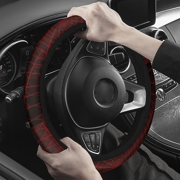 Steering Wheel Cover Neoprene Material Most Cars Men&Women Universal 15 inch Premium Non-Slip Spring Steering Wheel Protector Red Spider Web Steering Wheel Cover
