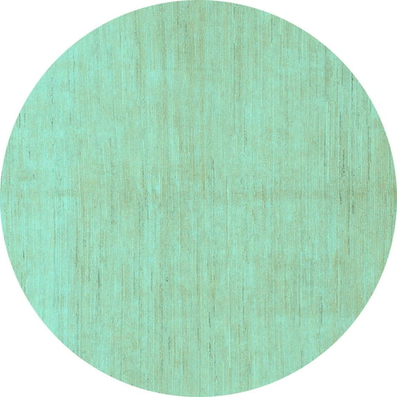 Ahgly Company Indoor Round Solid Light Blue Modern Area Rugs, 8' Round