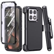 6GOODEALS Compatible for Motorola Edge 2025 Case with Screen Protector Holster - Black