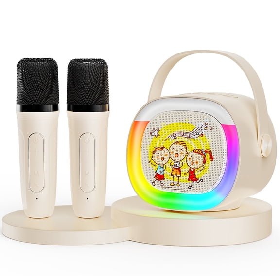 FanFun BluetoothSpeaker with 2 Microphones, Mini Speaker with RGB Lights, Support TF/AUX Input, 5 Funny Magic Voice