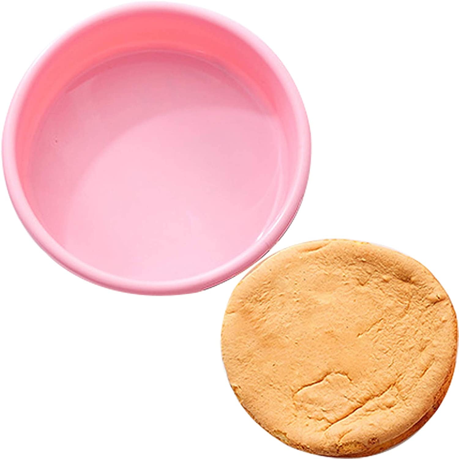NEW ROUND SILICONE BAKING MOULD CAKES JELLY CAKE TIN RIDGED EDGE  19cm A1 PINK 