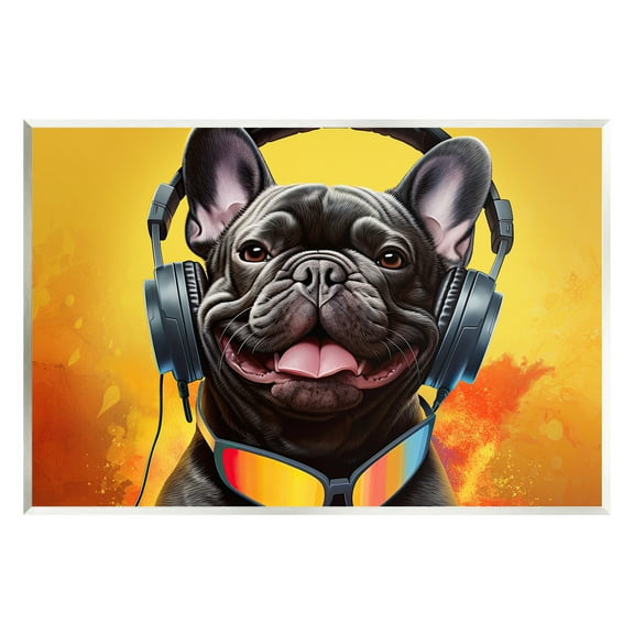 Stupell Industries Modern Dog with Headphones Animals & Insects Painting Unframed Art Print Wall Art, 15 x 10